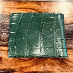 Genuine Croc Leather Wallet Dark Olive Color